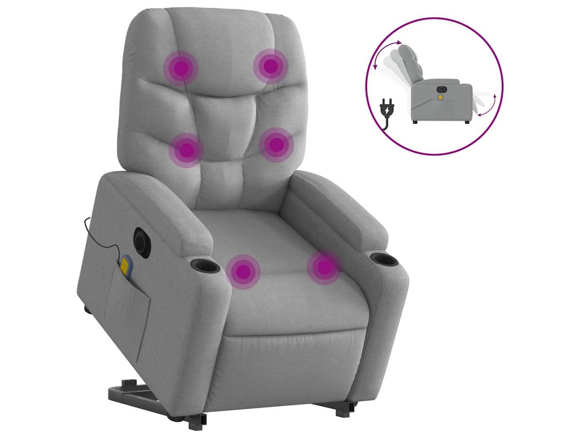 Electric Stand Up Massage Recliner Chair, Electric Stand Up Massage Recliner Chairs Vidaxl Cinzeto Tecido