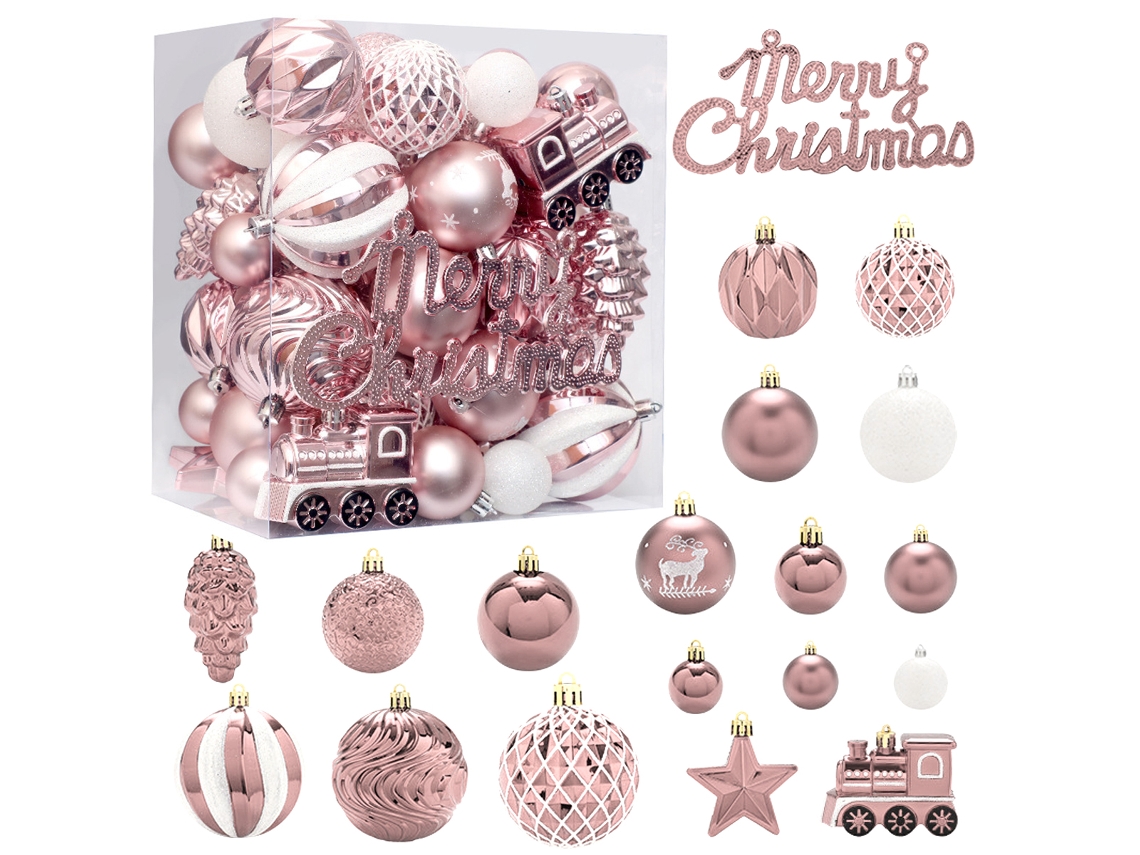 65 Bolas De Natal Pintadas De Rosa