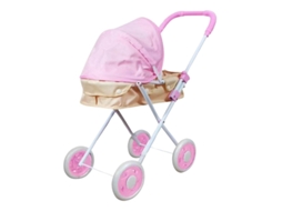 Carrinho de boneca dobrável rosa com alcofa | Lpm (3 anos)