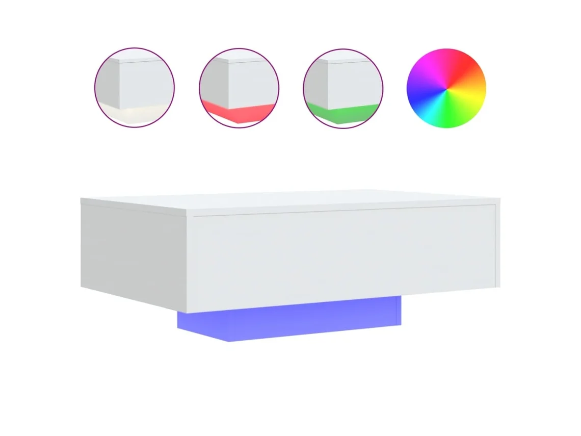 Mesa de Centro com Luzes Led 85x55x31 Cm Branco MAISON EXCLUSIVE