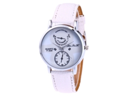 Reloj De Pulsera De Aleación Con Dial Redondo Analógico De Cuarzo Para Mujer Blanco
