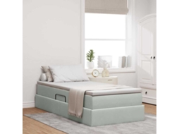 Vidaxl Cama Com Arrumação E Colchão Cinzento-claro 90 X 190 Cm Veludo
