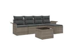 Conjunto 6 Sofá Moderno Para Exterior Vidaxl Cinzento Vime Pe (55 X 55 X 37 Cm)
