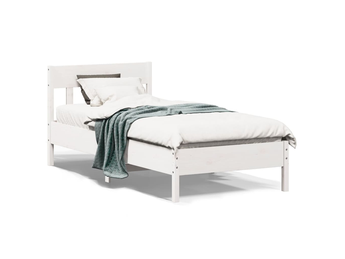 Vidaxl Cama Sem Colchão 90x190 Cm Madeira De Pinho Maciça Branco