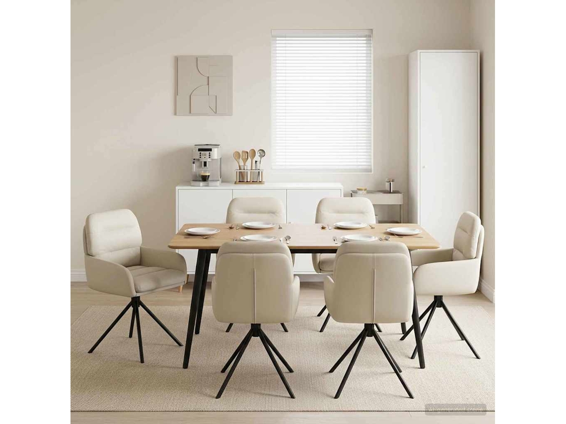 Vidaxl Cadeiras De Jantar Giratórias 6 Pcs Couro Sintético Creme