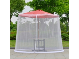 Mosquiteiro para Guarda-sol, Mosquiteiro para Área Externa com Porta com Zíper para Guarda-sóis de 230-300 cm, Mosquiteiro para Guarda-sol de Jardim, Zeuxo (Branco)