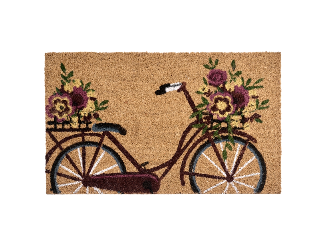 Tapete De Entrada Avak Natural 40 X 60 Cm Bicicleta Fibra De Coco