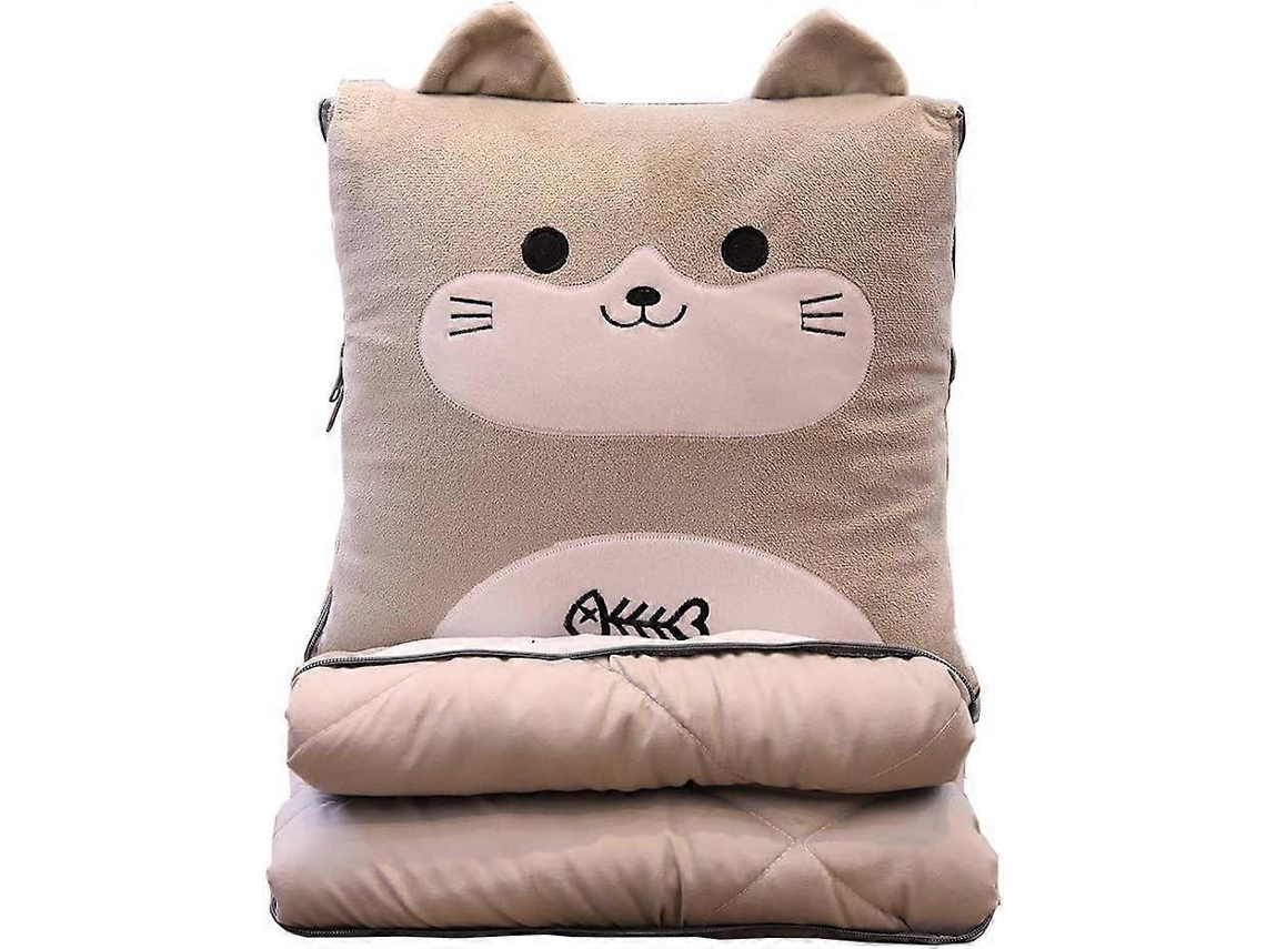 Rebe manta e Cojín 2 En 1 Lavável, Plaid com Forro Acolchoado, Suave e Leve para Sofá, Escritório, Cadeira e Gato