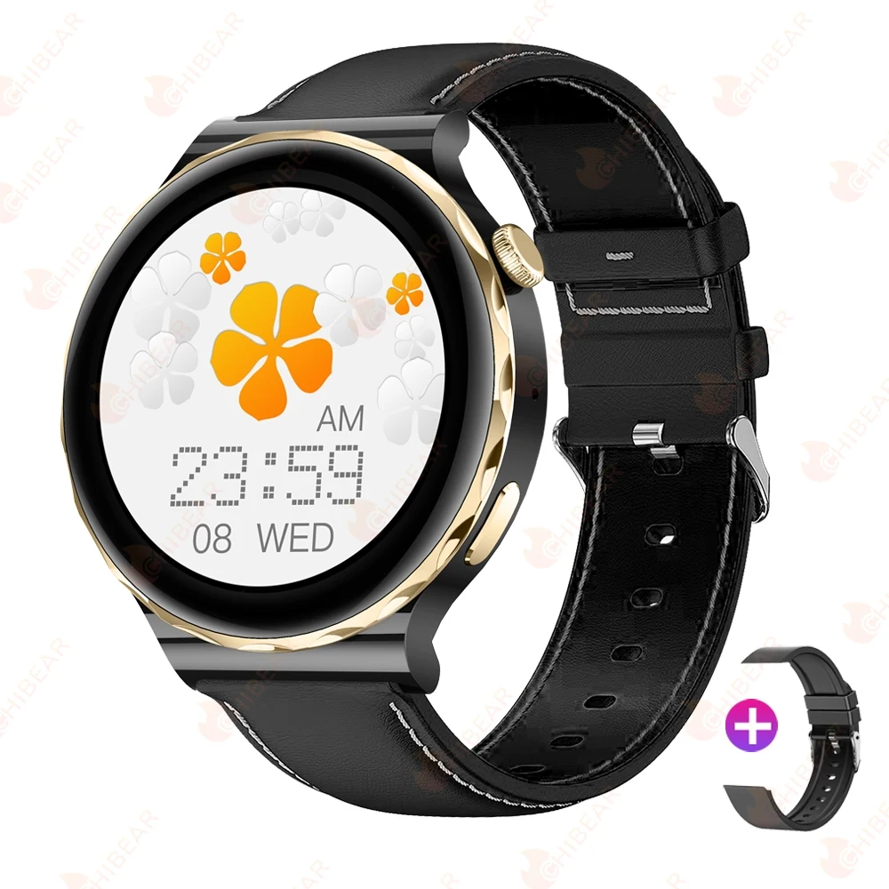 (pulseira De Couro Preta) Smartwatch Com Ecg + Fotopletismografia