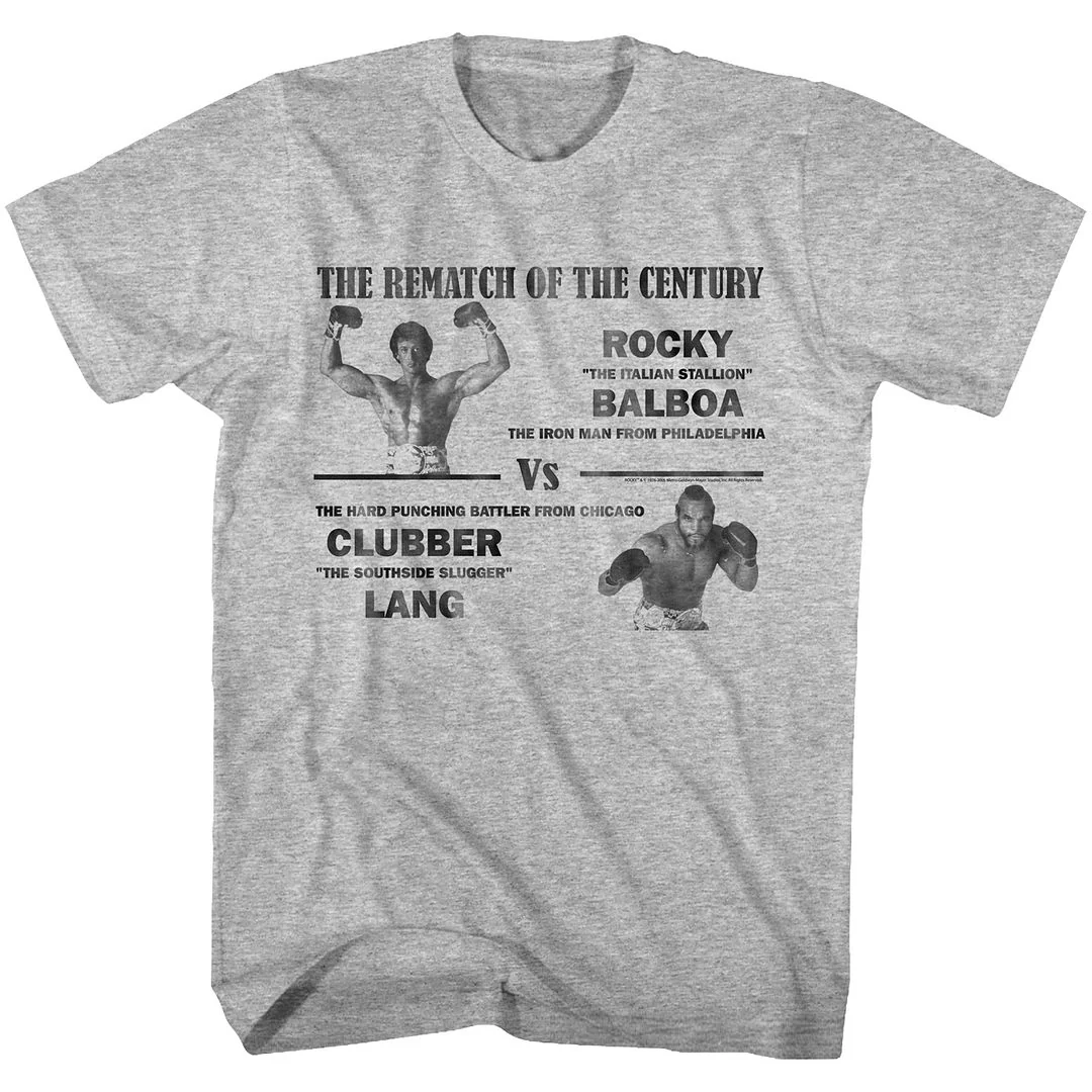 Unisex Adult T-shirt Rockinstone Rocky Movie Match Of The Century Heather Gray Sizexxxl