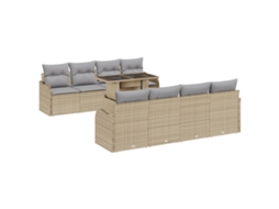 Conjunto 9 Conjunto De Sofá De Jardim Vidaxl Bege Vime Pe (231 X 179 X 85 Cm)