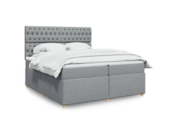 Vidaxl Cama Com Molas/colchão 200x200 Cm Tecido Cinza-claro