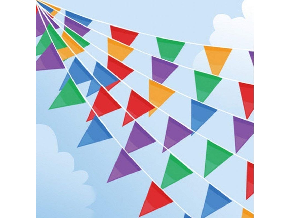 Bandera De Festón 100m, 200 Banderas Triangulares Multicolor De Nylon Para Fiesta Y Eventos Exteriores