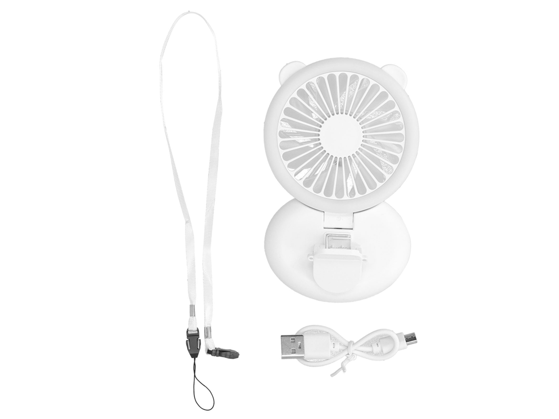 Mini Handheld Clip Fan Folding Usb 3 Gears Neck Hanging Strap White