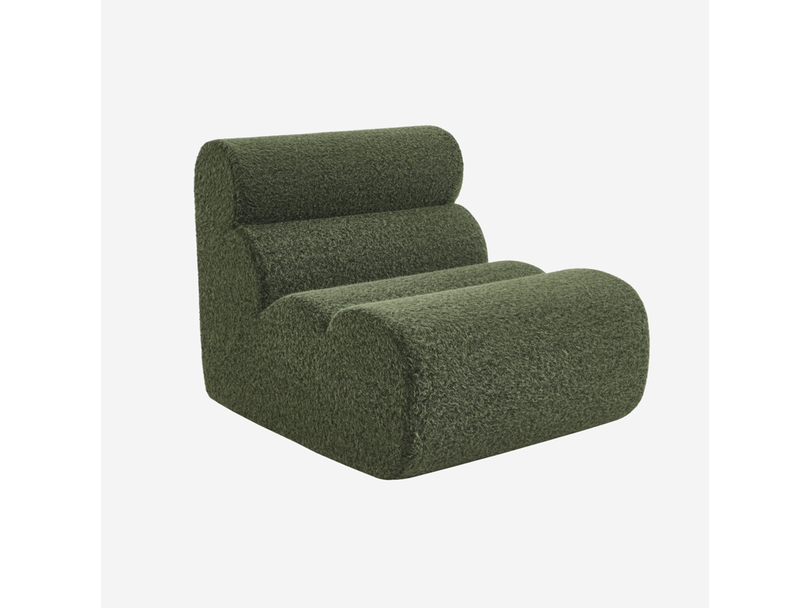 Módulo de sofá modular em tecido efeito alpaca, 1 lugar, verde cáqui Sweeek