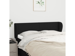 Vidaxl Cabeceira De Cama C/ Abas Tecido 147x23x78/88 Cm Preto