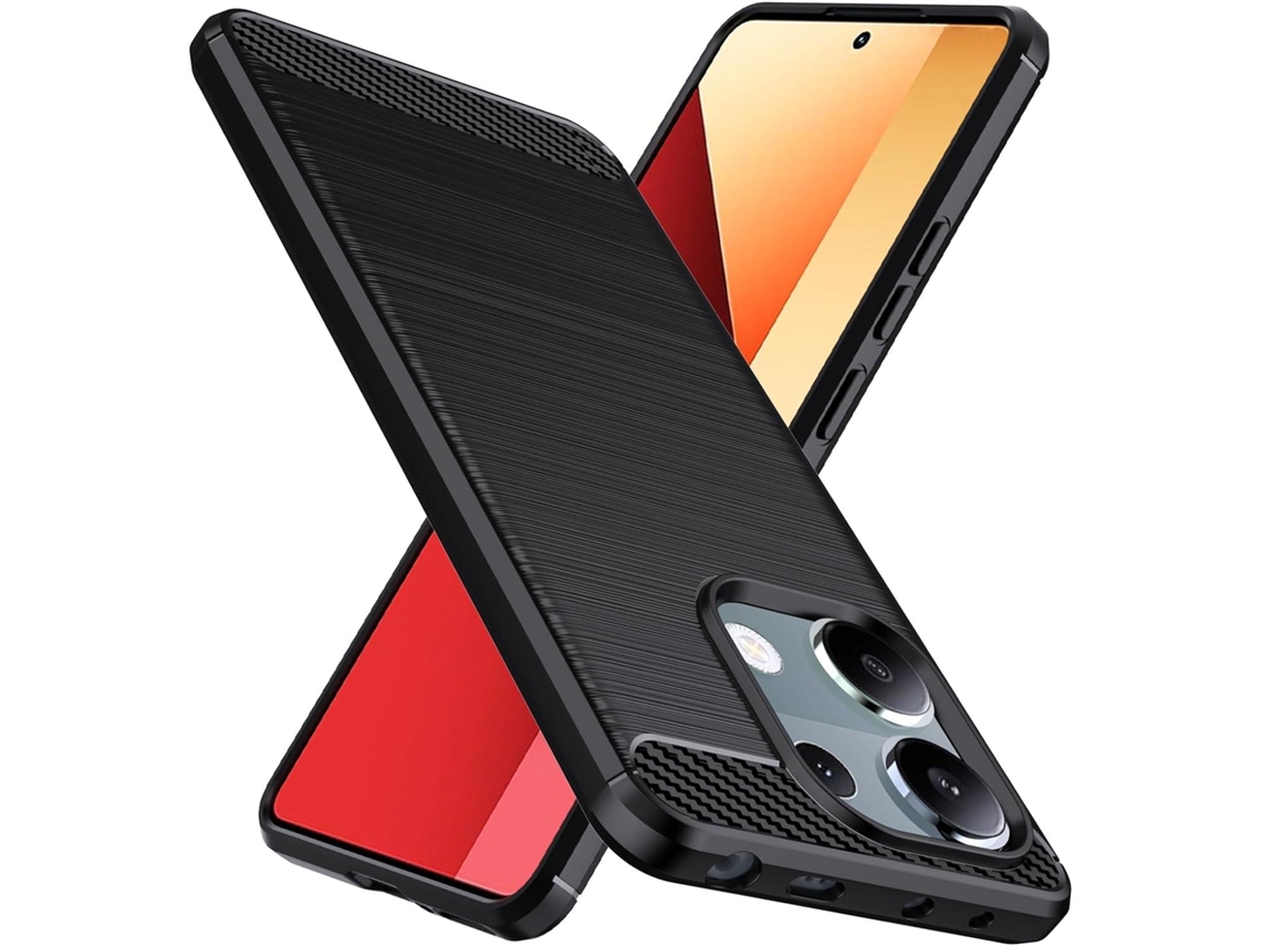 Capa Xiaomi Redmi Note 13 Pro (4g) / Poco M6 Pro (4g) Preta De Silicone Gel Fibra De Carbono Cbn Protetor De Tela Para Celularvayotoy