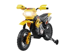 Moto Elétrica Infantil de Motocross 6v com Faróis, Música e Rodinhas de Apoio, 3 6 Anos, 25 Kg, Amarela e Preta PROFESIA BOYANG
