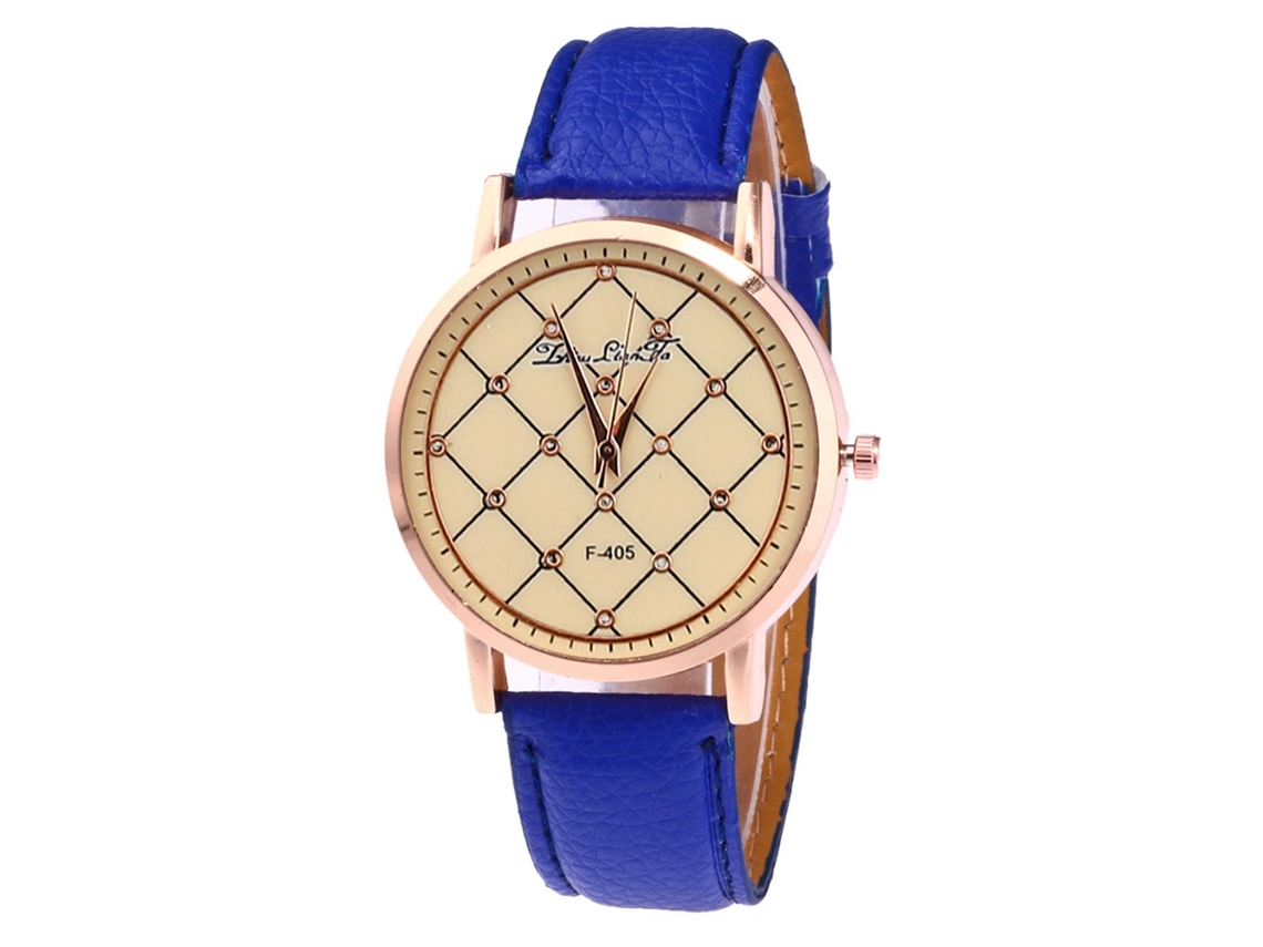 Relógio de quartzo unissex Zhoulianfa com pulseira de couro PU e mostrador azul casual.
