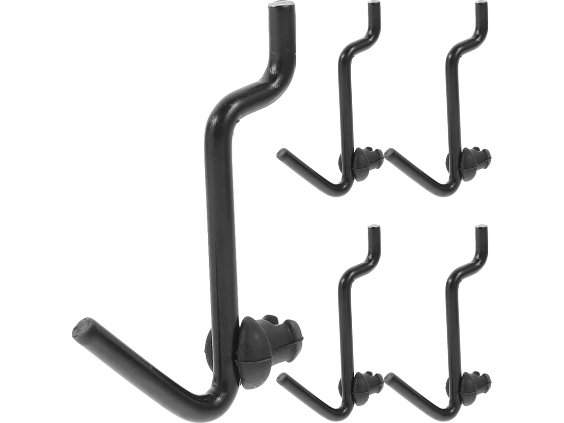 Conjunto De 5 Ganchos Em Formato J Para Painel Perfurado, Na Cor Preta