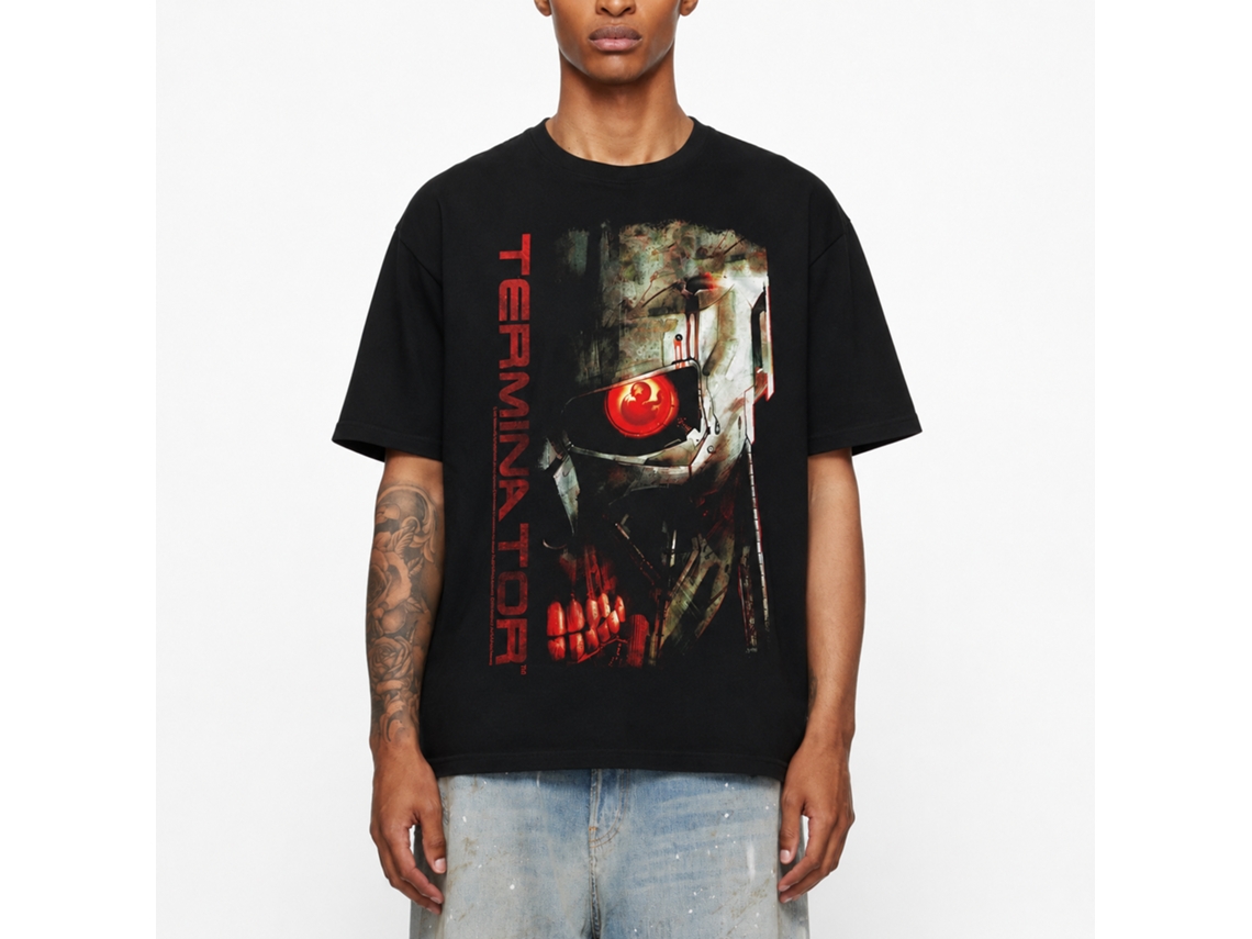Rockinstone Terminator Red Eye Black Adult T-shirt Size:m