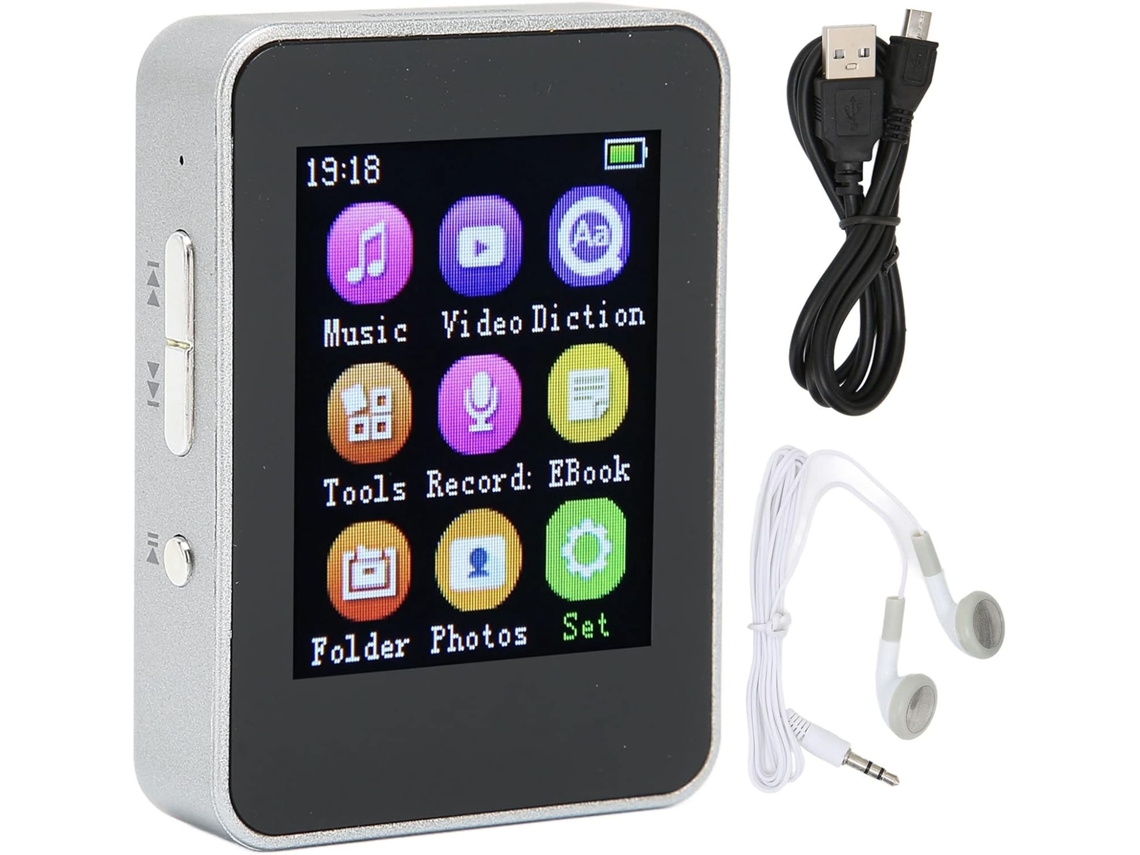 Reprodutor portátil de MP3/MP4 com tela de 1 polegada e rádio FM, tela grande de 7,1 x 8 polegadas com função de reprodutor de mídia digital.