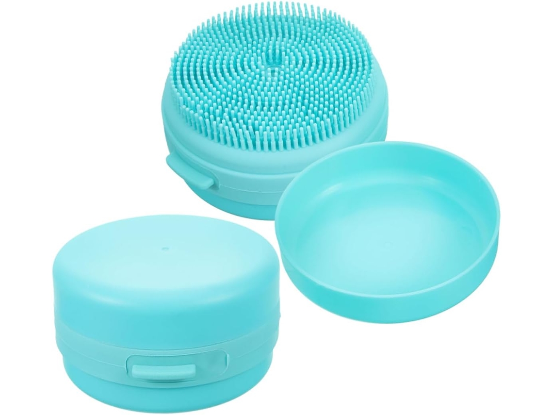 Conjunto De 2 Escovas Banho Healvian Em Silicone Macio Com Corda Para Pendurar, Para Massagem E Limpeza, Azul Celeste