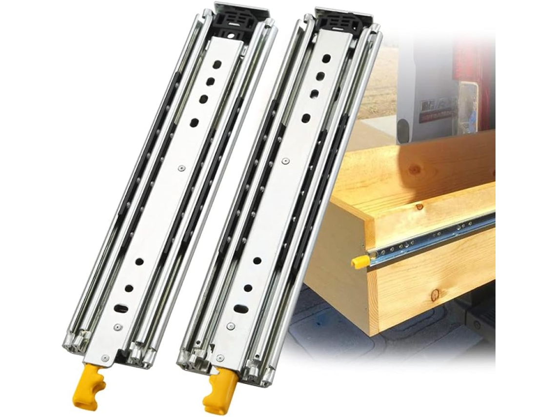 Corrediça Para Gaveta Reforçada De 12-60 16 400 Mm Com Trava, Polegadas, Totalmente