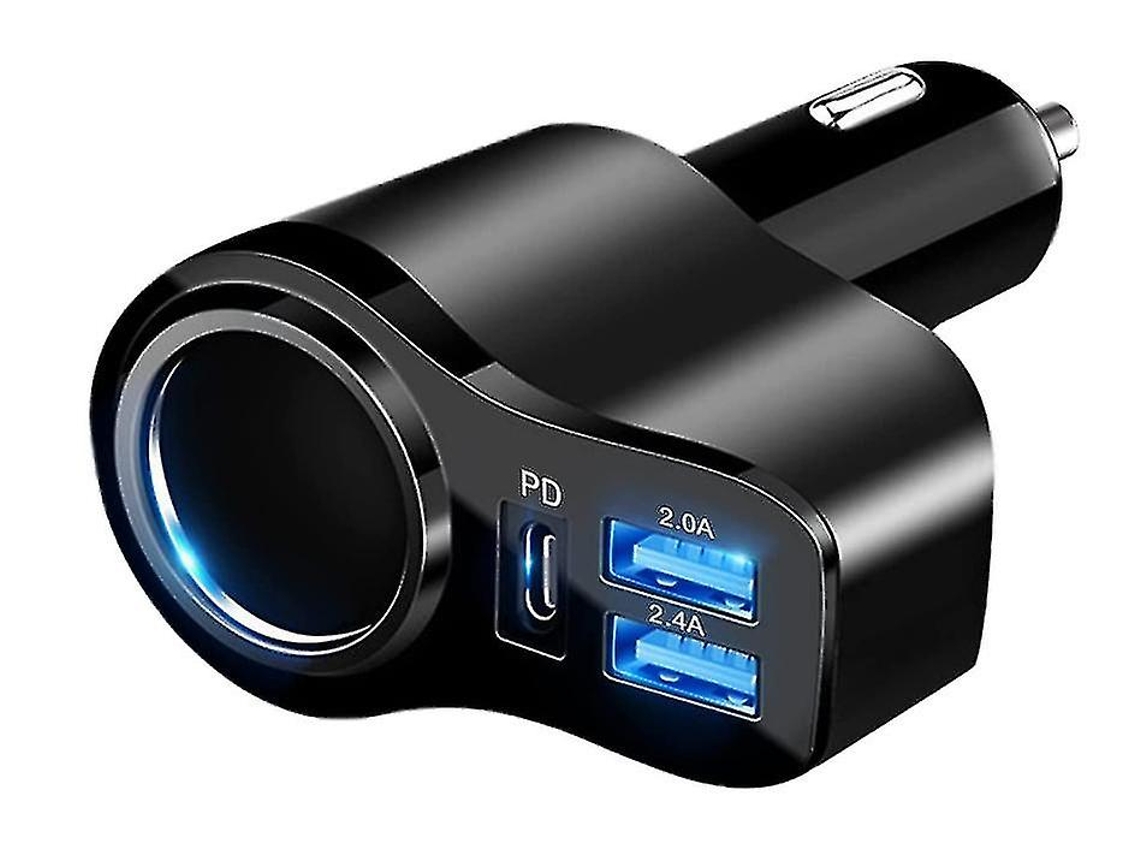 Carregador Carro Usb-c Isqueiro Yizhood Preto