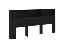 Cabeceira de cama com guarda-roupa 220x19x103,5 cm preta MAISON EXCLUSIVE
