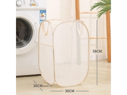 Cesta De Roupa De Malha, Plegável E Portátil Com Alça Reforçada Para Lavanderia Branco