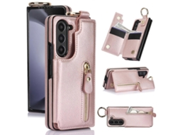 Capa De Couro Com Textura De Lichia, Anel, Zíper E Fivela Dupla Para Samsung Galaxy Z Fold7
