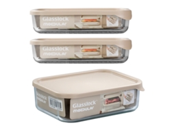 Conjunto modular de 3 recipientes de vidro temperado de 1,2 L e 1,7 L para refrigeradores Glasslock