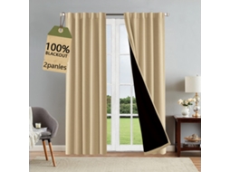 Cortinas Blackout Para Sala De Estar, Cortinas Com Isolamento Térmico E Forro Preto, Ideais Para Portas De Varanda, Kit Com 2 Peças, Bege 132x213 Cm