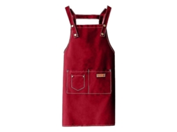 Avental Impermeável De Mescla Unissex Com Bolsos Estilo Versátil Para Cozinha E Jardim 81x70cm Vermelho De Jujuba