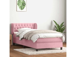 Vidaxl Cama Com Molas/colchão 80x220 Cm Veludo Rosa