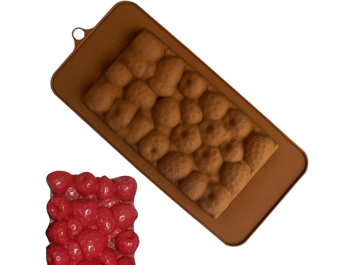 Forma De Silicone Em Formato De Morango Chocolate. Silicone Macio E Seguro.