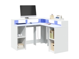 Vidaxl Secretária C/ Luzes Led 130x130x91 Cm Derivados Madeira Branco