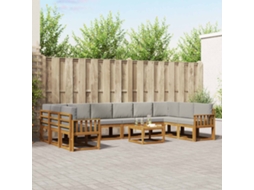 Vidaxl Conjunto De Sofás Para Exterior 11 Unid. Cinza Natural E Claro