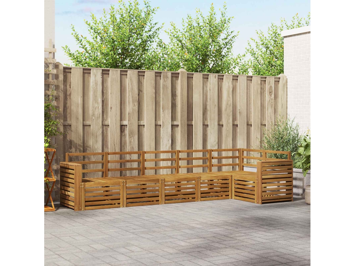 Vidaxl Conjunto De Sofás Para Exterior 6 Unid. Natural Poliéster