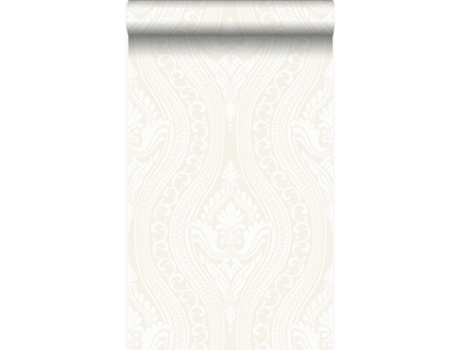 Papel De Parede Com Padrão Barroco Flocado Branco 53 Cm X 10,05 M Origin Wallcoverings