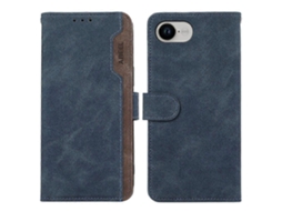 Capa Abeel Para Iphone 16e Com Acabamento Em Couro Colorido E Flip, Com Bloqueio Rfid, Azul