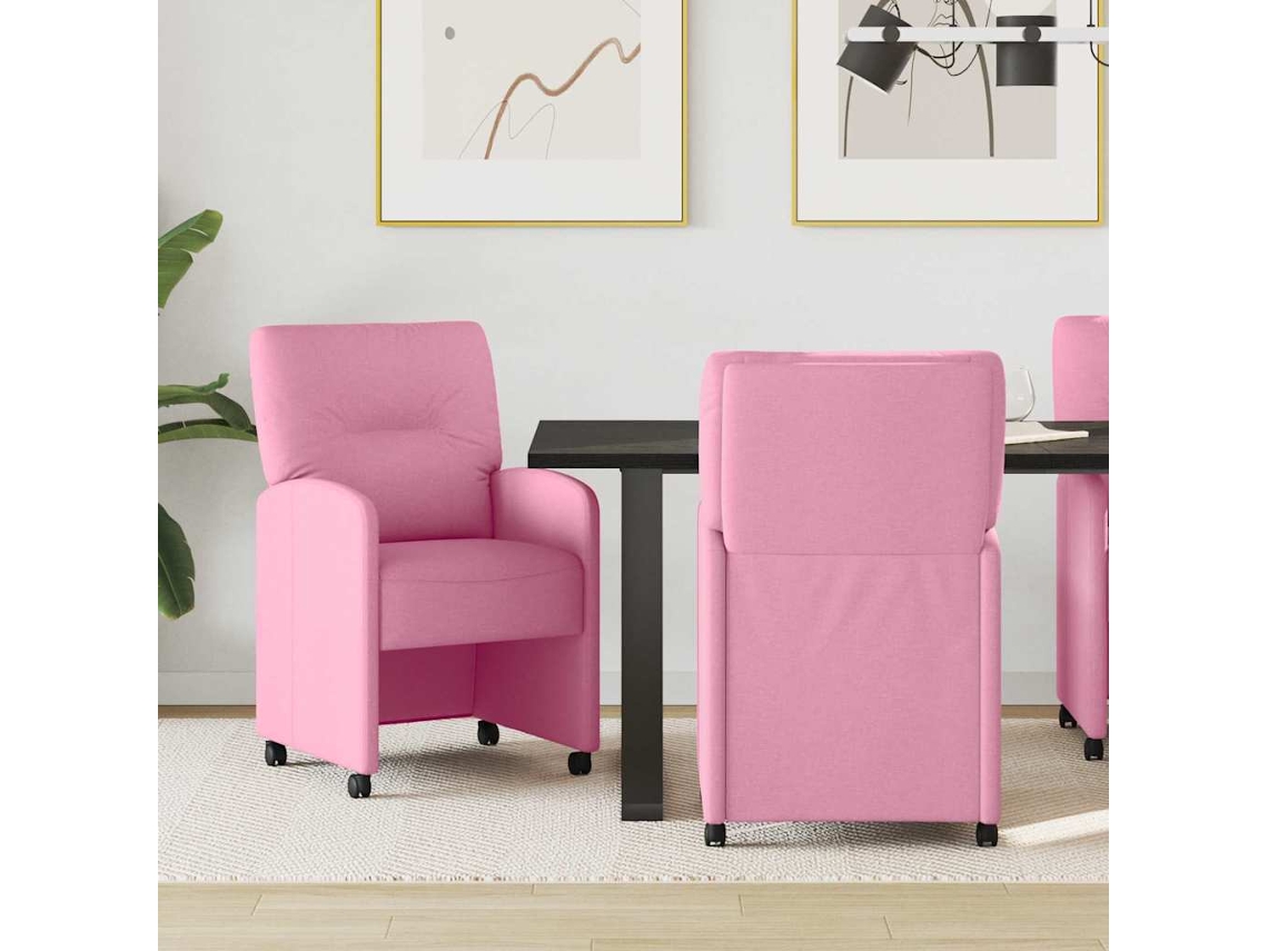 Vidaxl Cadeiras De Jantar Com Rodas 2 Unid. Tecido Rosa