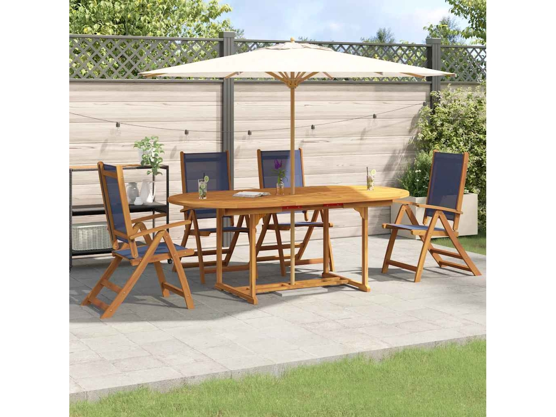 Vidaxl 5 Pcs Conjunto De Jantar Para Jardim Acácia Maciça E Textilene