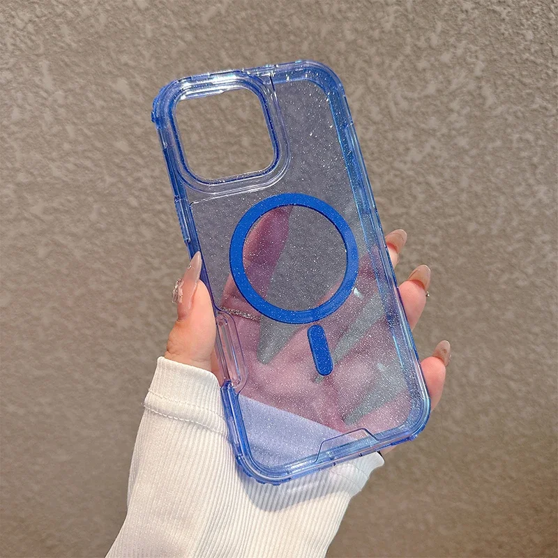 (azul, Iphone 15) Capa De Celular Resistente 3 Em 1 À Prova De Quedas, Compatível Com Carregamento Sem Fio Magnético E À Prova De Choque.