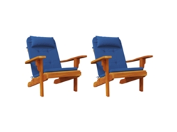 Conjunto 2 Almofada De Cadeira Vidaxl Azul Oxford (58 X 77 X 4,5 Cm)