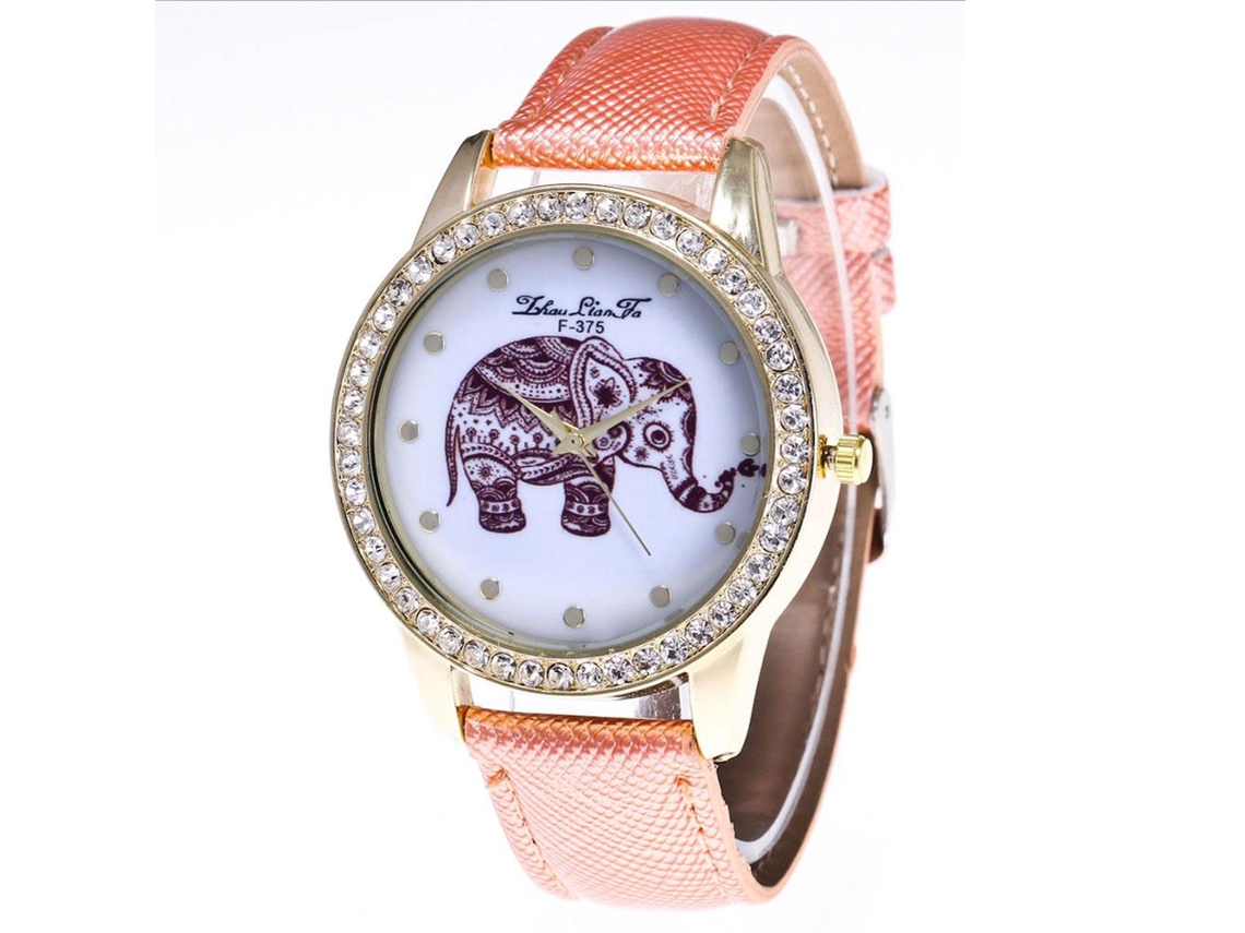 Relógio de Pulso Analógico de Quartzo com Pulseira de Pu Rosa Estilo Moderno e Elegante