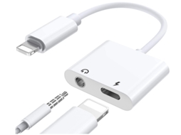 Adaptador De Fone De Ouvido Iphone Para 3.5mm Entrada, Aux Dongle Splitter, Compatível Iphone 13, 12 Etc, Suporte Ios Branco Yizhood