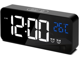 Relógio Despertador Digital Zruxe Des21 Dual Alarm, Termômetro, 4 Níveis De Ajuste Bluetooth, Snooze, Usb/bateria (preto)
