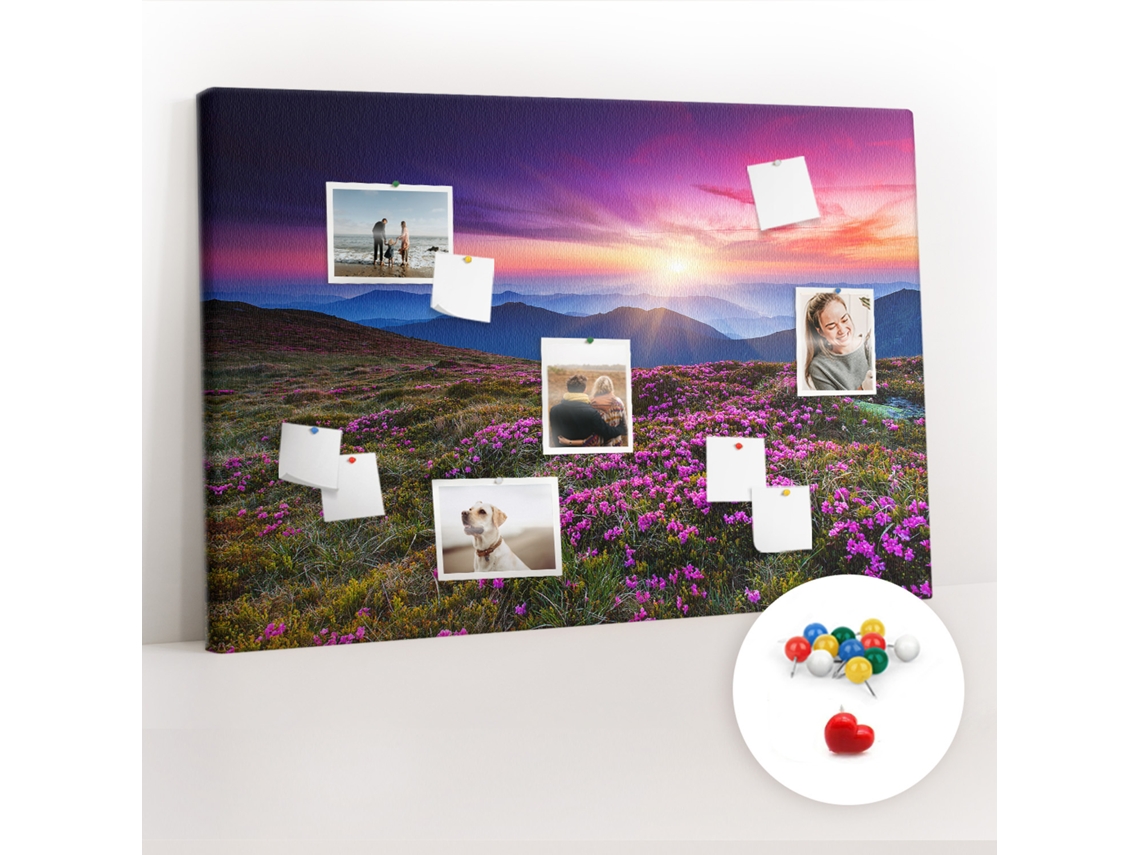 Painel De Cortiça Para Parede Flores Ao Amanhecer Para O Corredor Espelharte (120x80 Cm)
